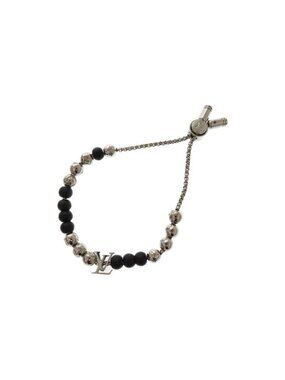 Louis Vuitton Beaded Bracelet Monogram Metal Silver